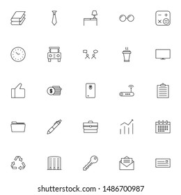 business, office, work thin line icons set. simple outline icon pack for business, teamwork, and company.