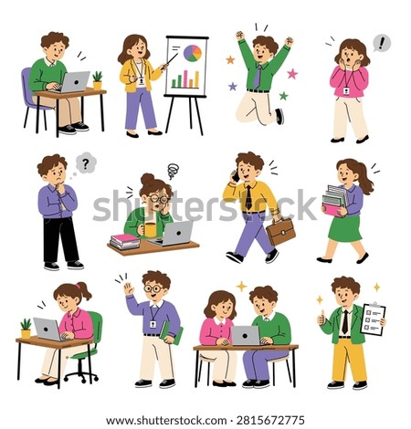 Business Office Worker Character Illustration Set