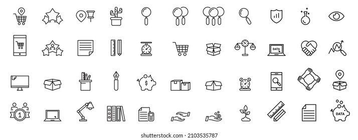 Iconos de línea de vectores de área de trabajo de Business Office