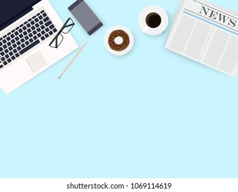 business office and workspace top view