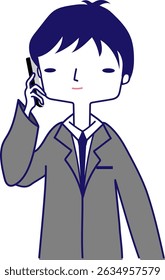 Um executivo está falando no telefone. 