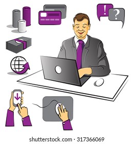 Business at office.Vector  illustration.