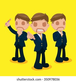 Business Old Man Character Set Vector