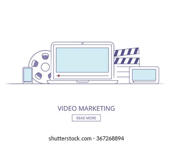 Business on line Video Marketing, media Marketing content. Video Marketing webinar. Video Marketing workplace. Social Video Marketing presentation. Video Marketing banner. OulineVideo Marketing.