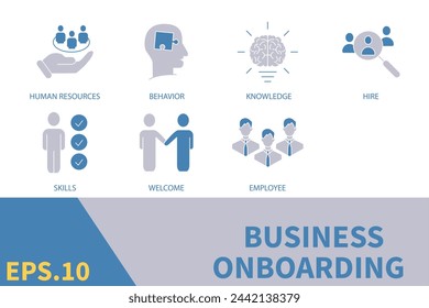 Business onboarding icons set . Business onboarding pack symbol vector elements for infographic web