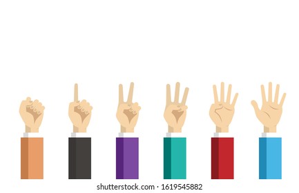 
Business one to five fingers count signs isolated on white background. 