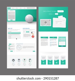 Business One page website design template. Vector 