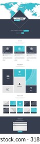 Business One page website design template. Vector 
