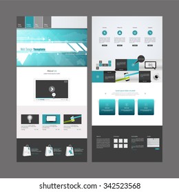 Business One page website design template. Vector 
