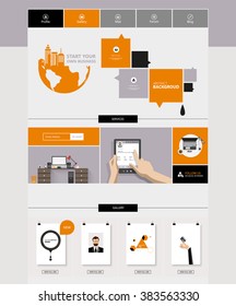 Business One page website design template. Vector 
