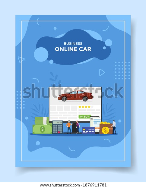business online car people around money\
calculator car in display computer screen credit card payment\
smartphone application wallet for template of anners, flyer, books\
cover, magazines