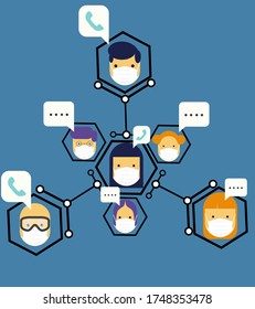 business online communication and social network media concept connection