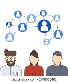 business online communication and social network media concept connection