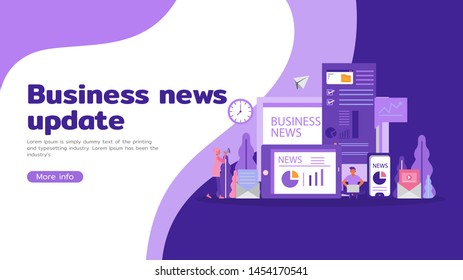 Business online news update concept. Business People character vector design. For landing page, web, poster, banner, flyer and greeting card.