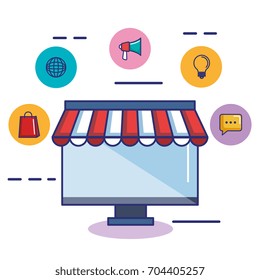 business online shop computer monitor store icon