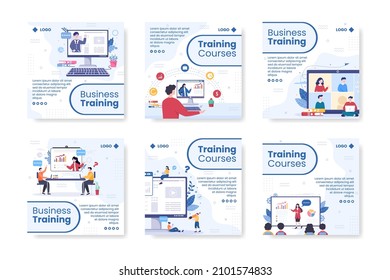 Business Online Training, Seminar or Courses Post Template Flat Illustration Editable of Square Background for Social media or Greetings Card