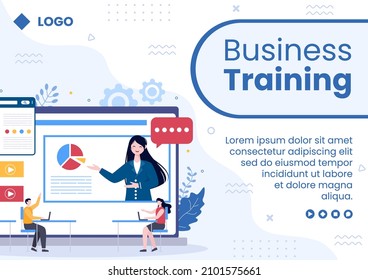Business Online Training, Seminar or Courses Brochure Template Flat Illustration Editable of Square Background for Social media or Greetings Card