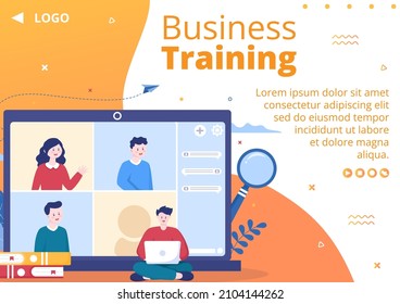 Business Online Training, Seminar or Courses Brochure Template Flat Illustration Editable of Square Background for Social media or Greetings Card
