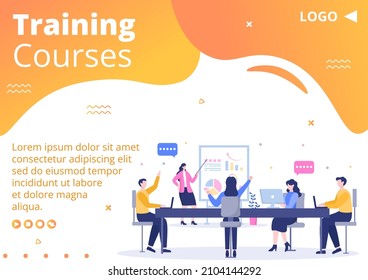 Business Online Training, Seminar or Courses Brochure Template Flat Illustration Editable of Square Background for Social media or Greetings Card