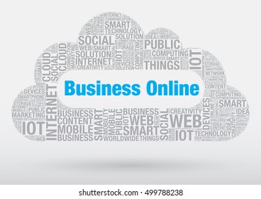 Business Online word cloud technology vector, concept illustration