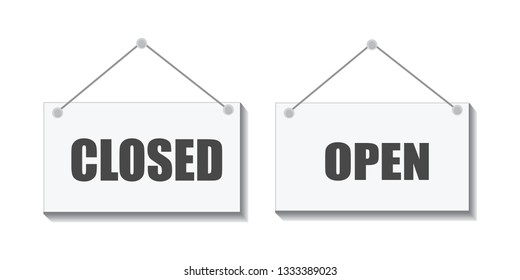 Business open closed sign. Shop door signs boards