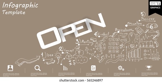 Business Open text modern Idea and Concept Vector illustration Infographic template with  icon.