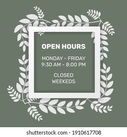 Business opening hours illustration. - Vector.