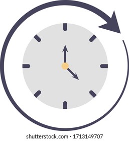 Business Opening Timing Vector Color Icon, Work from home Time Table Concept, Wall Clock with Duty Hours Symbol on white background