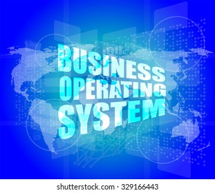 Business Operating System Word On Digital Touch Screen Vector Illustration