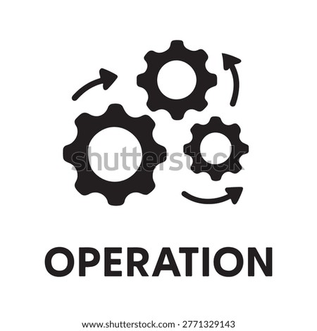 Business Operation Icon with Interlocking Gear Cogs and Directional Arrows for Management Workflow and Industrial Optimization Vector Design