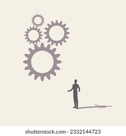 Business operation process management tiny person concept. Company organization, control and monitoring with effective work flow. Performance efficiency. Rpa, robotic process automatization.