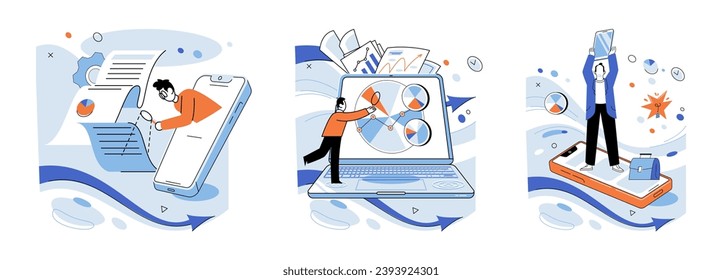 Business operations vector illustration. Business operations, occupation dedicated to achieving strategic targets with precision Plans, guiding stars illuminating path well-organized business