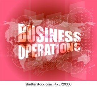business operations word on digital touch screen vector illustration