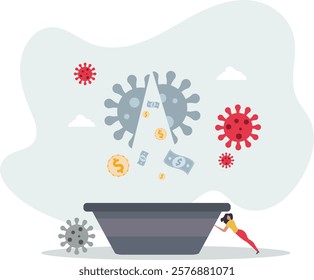 Business opportunity or bargain stock investment in Coronavirus COVID-19 crisis or economic recession concept.flat characters.