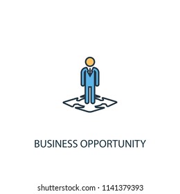 Business opportunity concept 2 colored line icon. Simple yellow and blue element illustration. Business opportunity concept outline symbol design from Entrepreneurship set