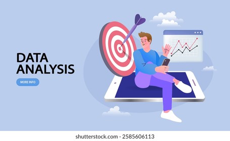 Business opportunity concept. strategy or aiming. business targeting, aiming, focus. Hitting the target. Work problem resolution. Achieving the goal. Vector