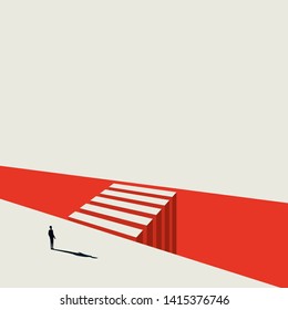 Business opportunity and decision vector concept with businessman standing next to crossing. Symbol of objective, goal, targets, challenge. Eps10 illustration. - Shutterstock ID 1415376746