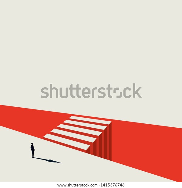 Business opportunity and decision\
vector concept with businessman standing next to crossing. Symbol\
of objective, goal, targets, challenge. Eps10\
illustration.