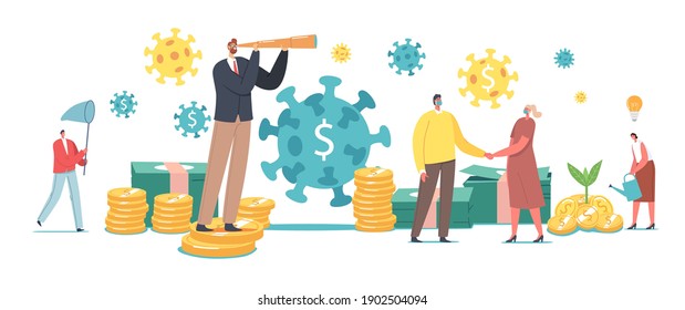 Business Opportunity During Coronavirus. Economic Restoration After Covid-19 Outbreak Crisis, Post Pandemic Era. Business People Characters Start New Life, Earning Money, Cartoon Vector Illustration
