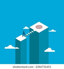 Business opportunity and finance concept. Businessman walking crossing to the target. Symbol of goal, growth, challenge, Vector illustration flat