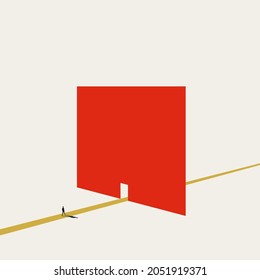 Business opportunity, overcome challenge vector concept. Symbol of opening doors, having goal. Minimal eps10 illustration