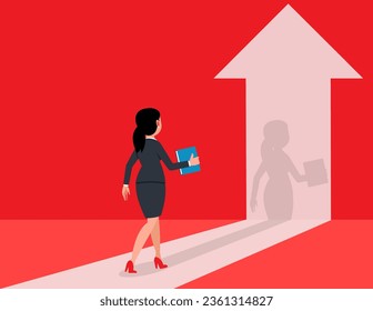 Business opportunity. Business woman walk through the door of success.