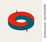Business opposite and contrast vector concept. Symbol of challenge, choice, directions. Minimal design eps10 illustration.