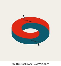 Business opposite and contrast vector concept. Symbol of challenge, choice, directions. Minimal design eps10 illustration.