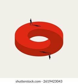 Conceito de vetor de contraste e oposto de negócios. Símbolo de desafio, escolha, direções. Ilustração de design mínimo eps10.