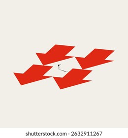 Business opposite direction vector concept. Symbol of leadership, challenge, success, decision. Minimal design eps10 illustration.