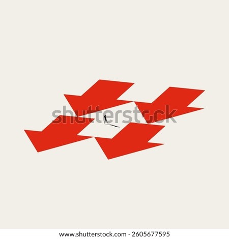 Business opposite direction vector concept. Symbol of challenge, success, creativity, decision. Minimal design eps10 illustration.