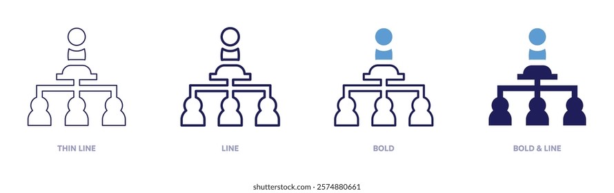 Business optimization icon in 4 different styles. Thin Line, Line, Bold, and Bold Line. Duotone style. Editable stroke.