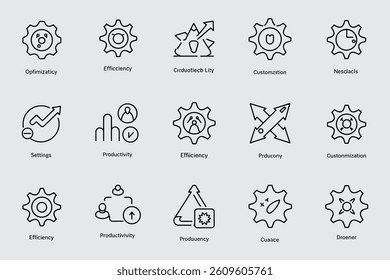 Business Optimization And Productivity Icons Set Thin Line Vector Illustration