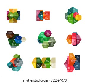 Business option diagram templates - geometric shapes with options elements for business background, numbered banners, graphic website